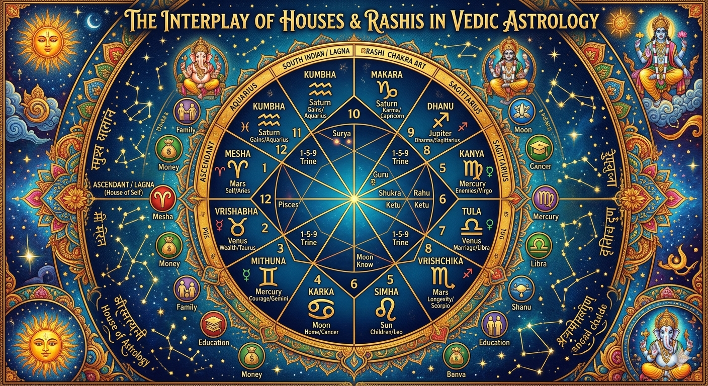 The Interplay of Houses and Rashis in Vedic Astrology Explained
